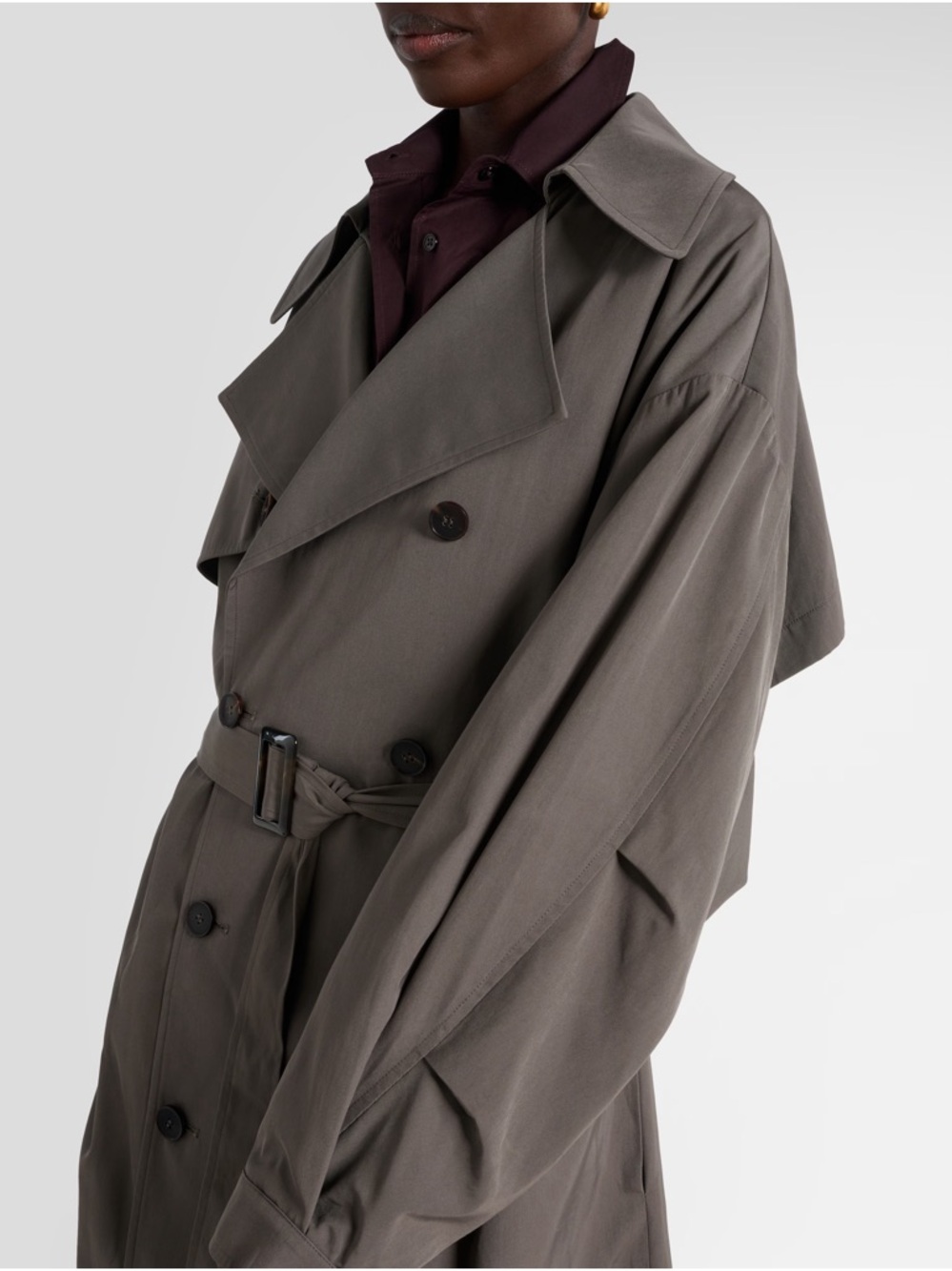THE FRANKIE SHOP • Mavis Oversized Grey Trench Coat - Picture 6 of 16
